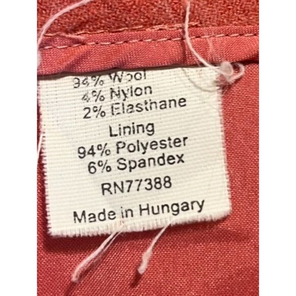 J Crew Salmon Wool Blend Work Trousers Lined Wide Cuffed Leg 8 Favorite Fit - Picture 10 of 11